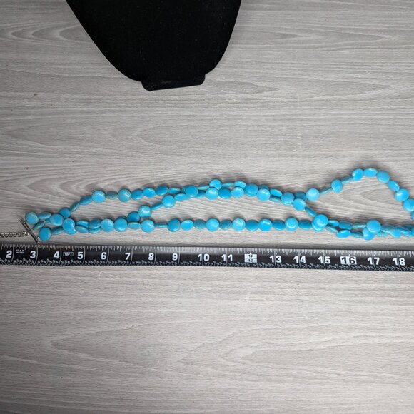 Turquoise Colored Beaded Multi Strand Necklace with Lobster Claw Clasp - Picture 6 of 7